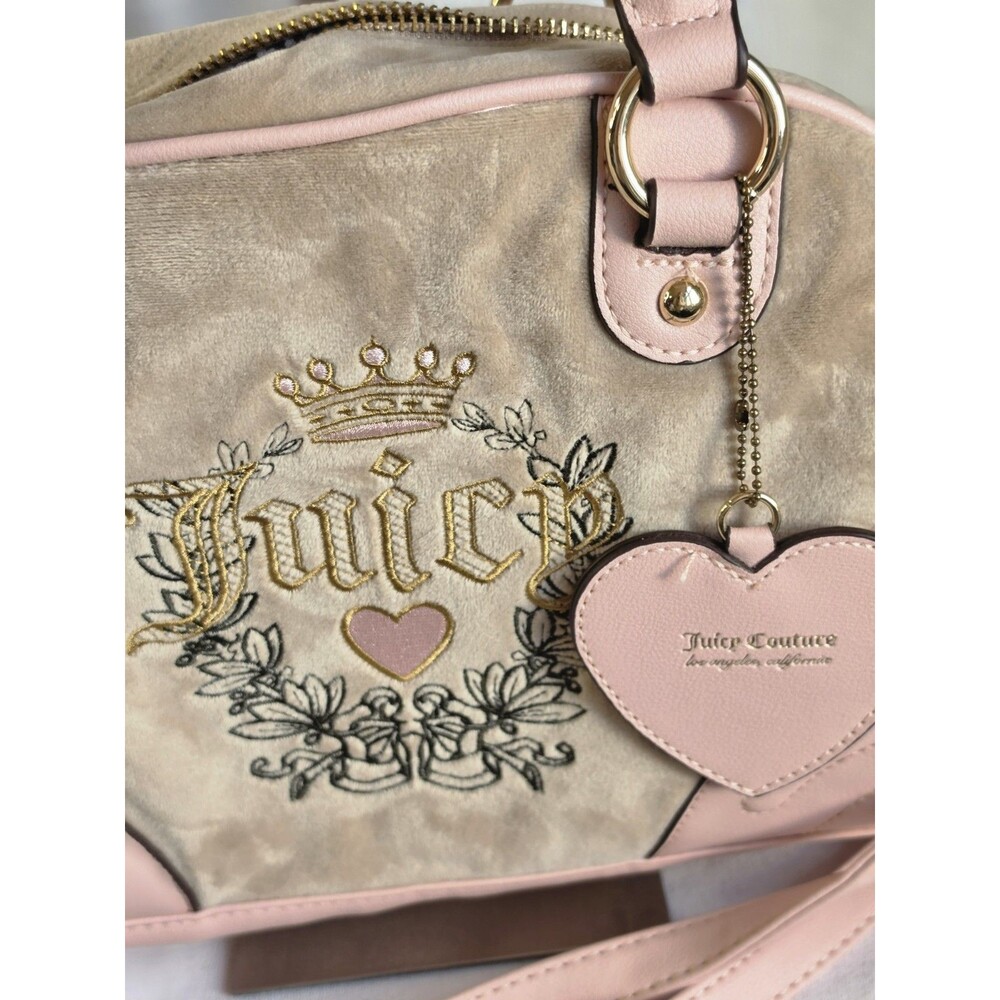 Juicy Couture Caf Heritage Bowlers Handbag Beige Pink Msrp$158 View 3